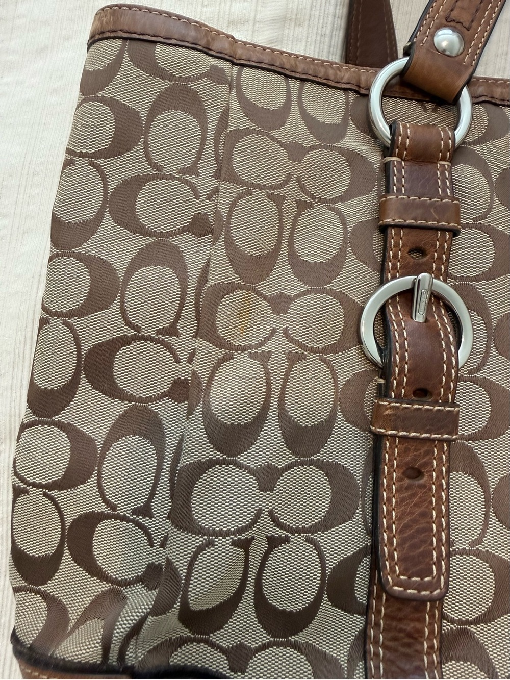 Coach Beige and Brown Signature Canvas Tote - Picture 3 of 8